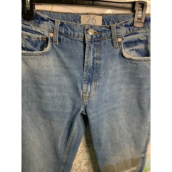 Free People We The Free Cotton Seamed Patch Design Ankle Boyfriend Jeans Size 26 - Picture 5 of 12